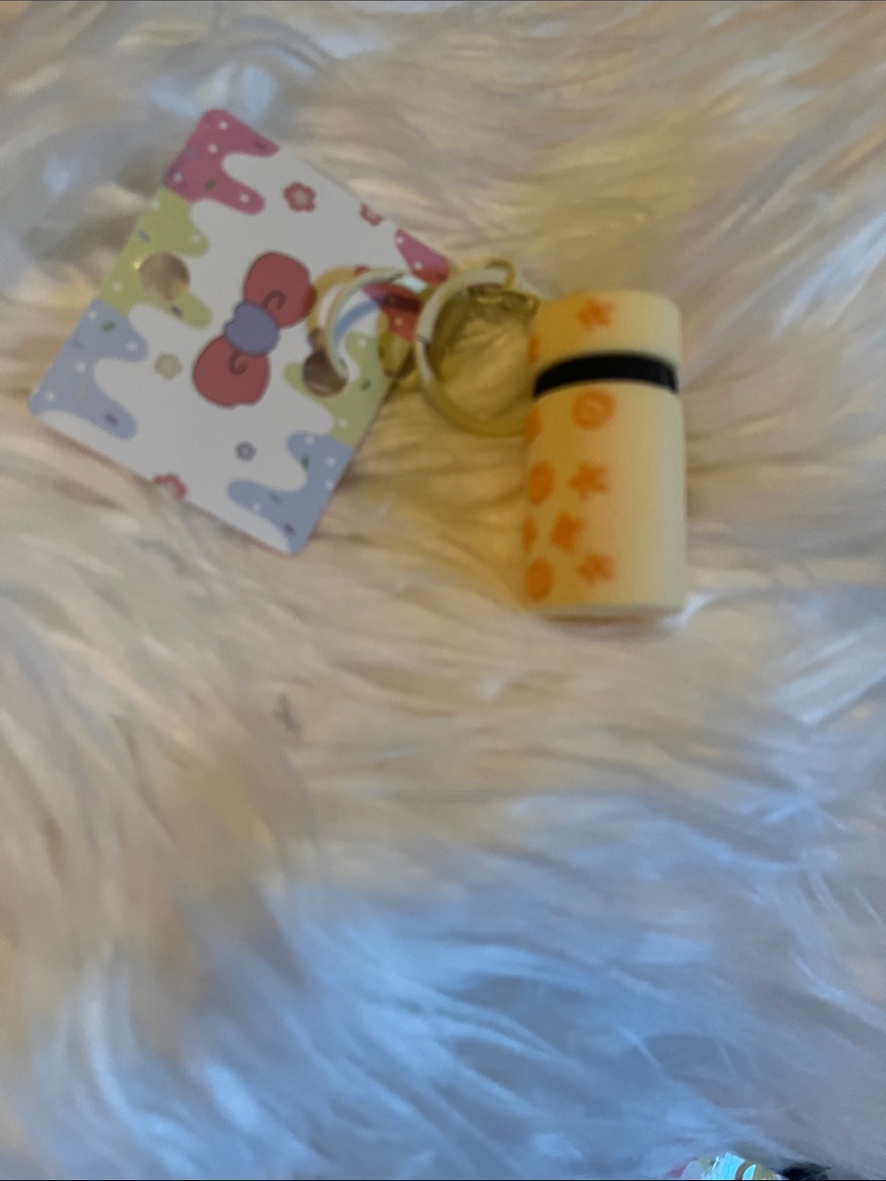 Kids Yellow Lip Balm Keychain with Star Print - Unbranded